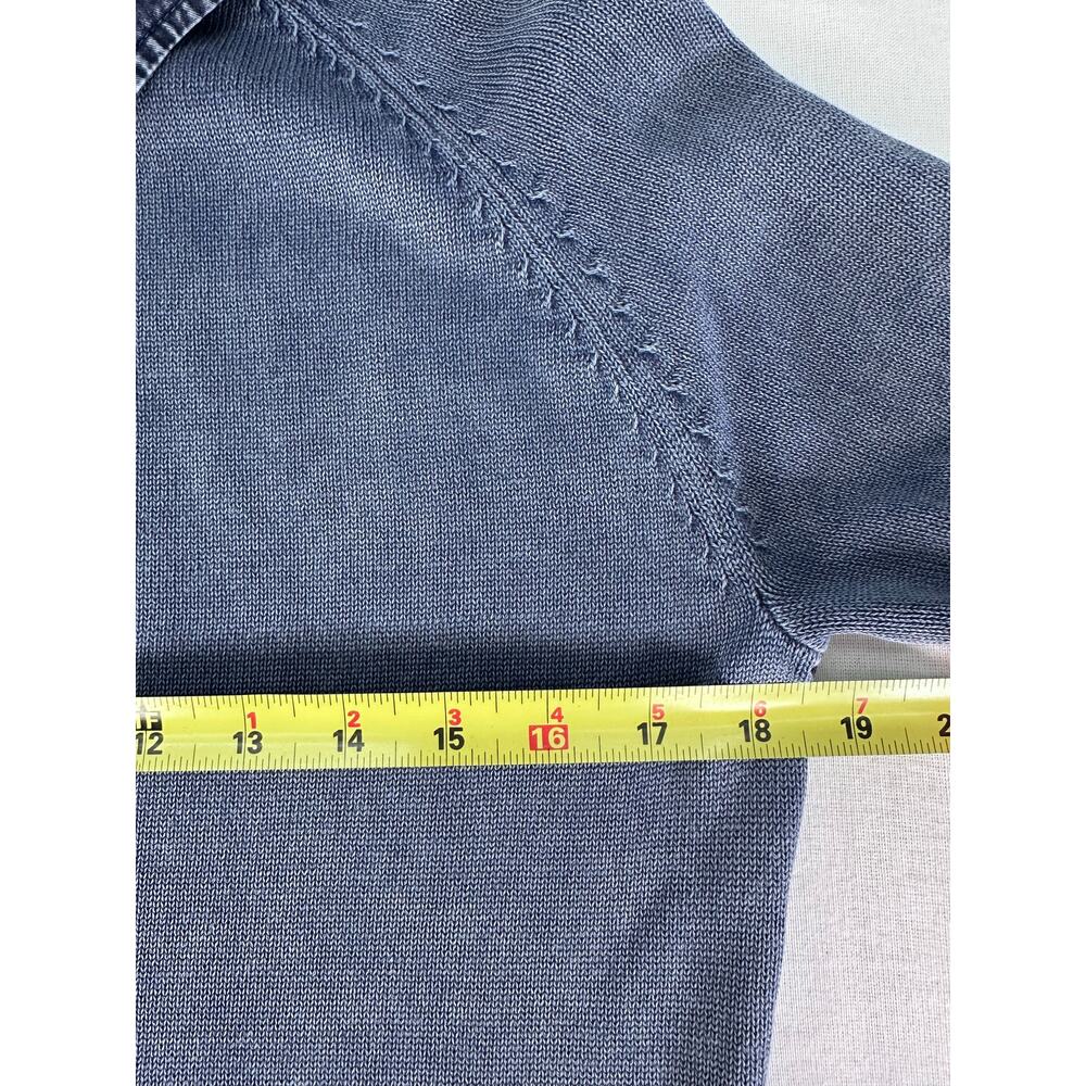 PBJ Blues Women's sz S 1/4 ZIp Washed Blue Sweater 100% Cotton Knit Comfort Cozy - Picture 8 of 10